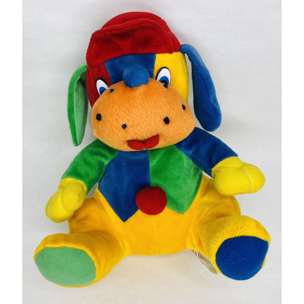 Vintage Michael Muhleck Dog Plush Bright Colorblock Germany Stuffer Animal 10"